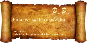 Petrovity Pintyőke névjegykártya